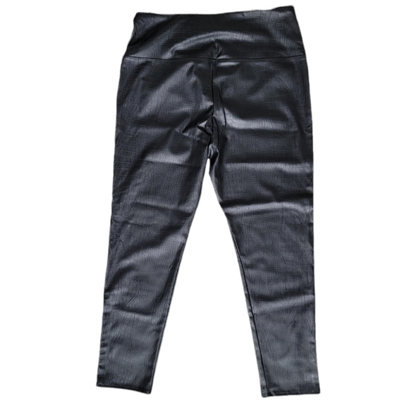 NWT Nicole Miller Black Textured Faux Leather Leggings, Size XL - Picture 5 of 12